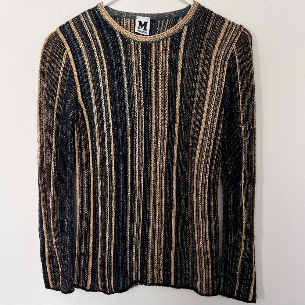 M Missoni black and gold knit top
